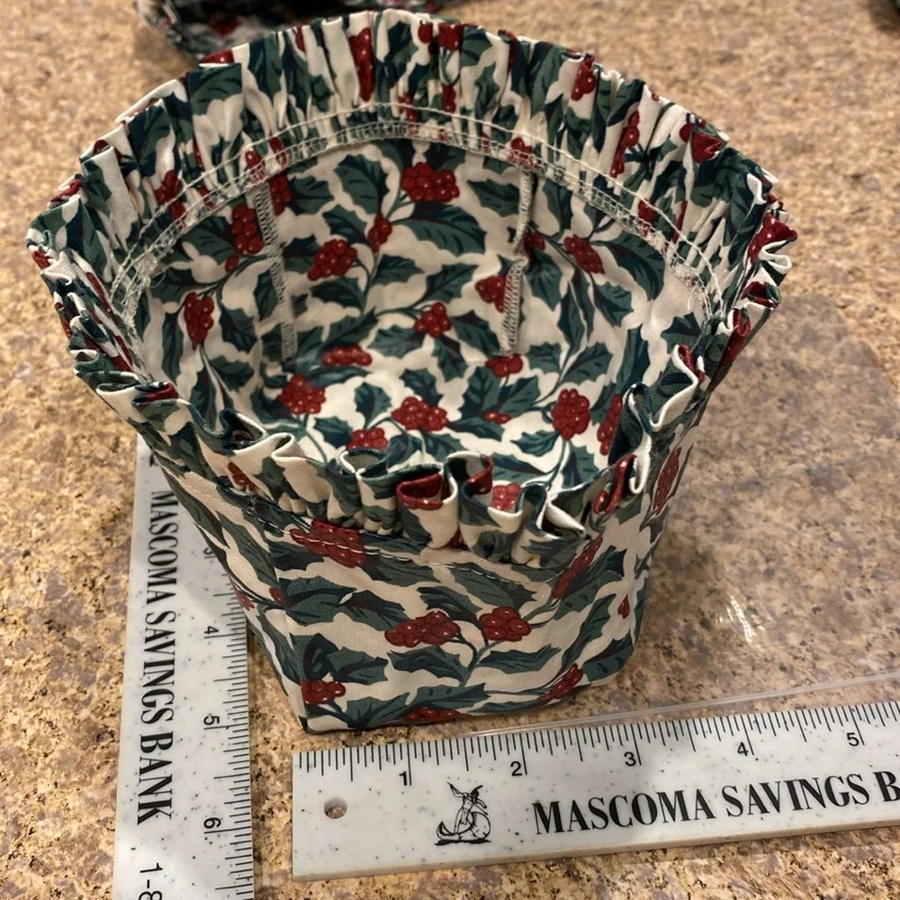 5 Longaberger Traditional Holly Fabric Basket Liners Possibly For Thyme, Bread